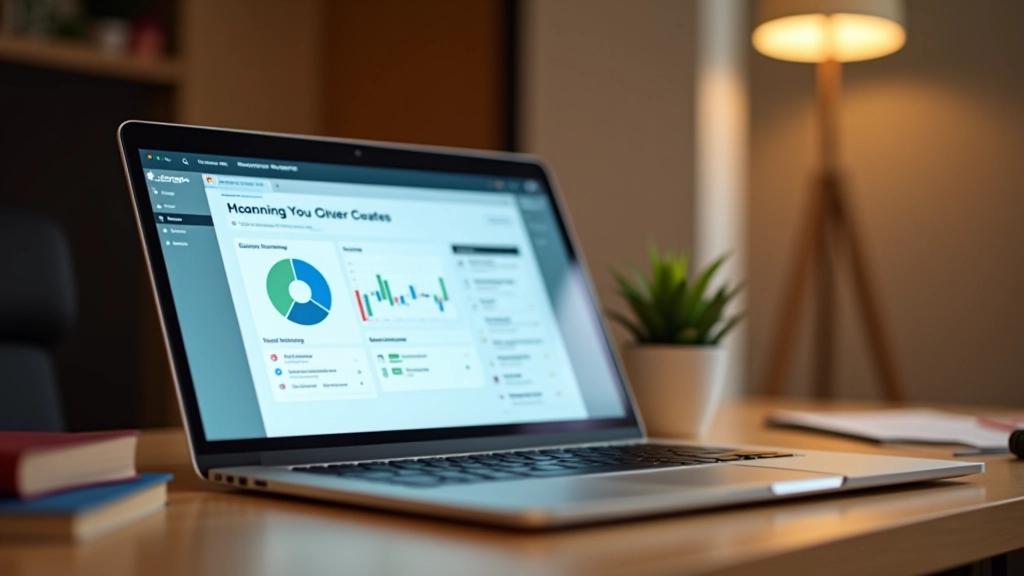 Laptop screen showing course dashboard with progress tracking