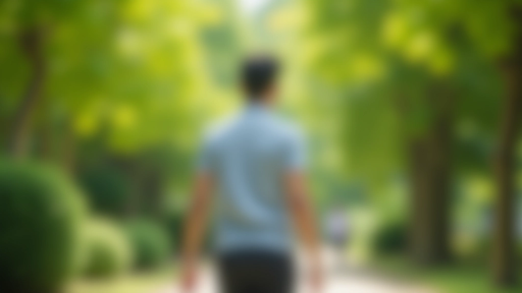 Person walking outdoors in park with trees and natural scenery